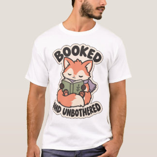 Booked and Unbothered Cozy Reading Fox T-Shirt