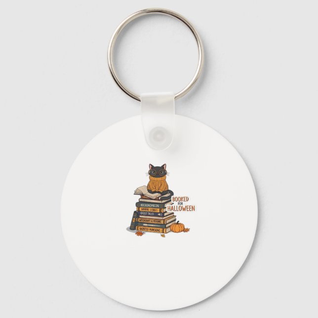 Booked For Halloween Cat Lover Classic T-Shirt Keychain (Front)