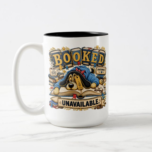 Booked Unavailable Personalized Funny Two-Tone Coffee Mug (Left)