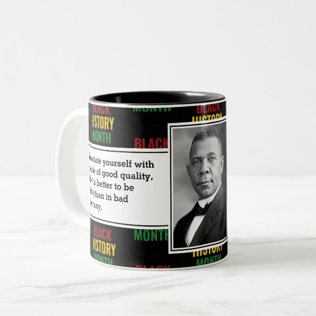 BOOKER T WASHINGTON Black History Quote Scripture Two-Tone Coffee Mug (Front Left)