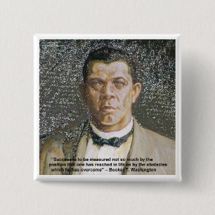 Booker T Washington & Success Quote 2 Inch Square Button