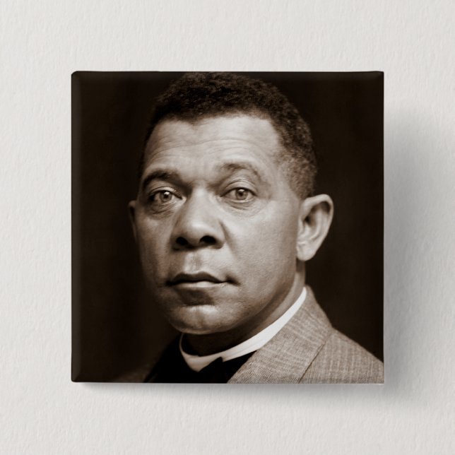 Booker Washington: African American Educator 2 Inch Square Button (Front)