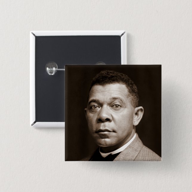 Booker Washington: African American Educator 2 Inch Square Button (Front & Back)