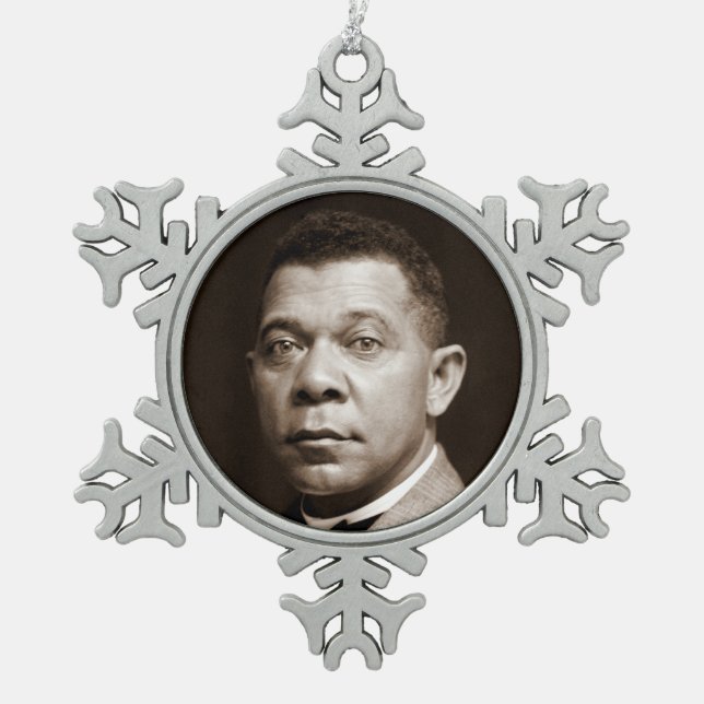 Booker Washington: African American Educator Snowflake Pewter Christmas Ornament (Front)
