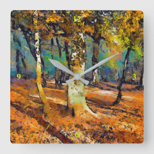Booker Woods and light spills around the trees Square Wall Clock