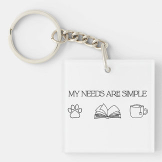 Bookful cat gift my needs are simple Keychain