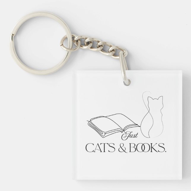 Bookful Cat Silhouette Reading Vibes Keychain (Front)