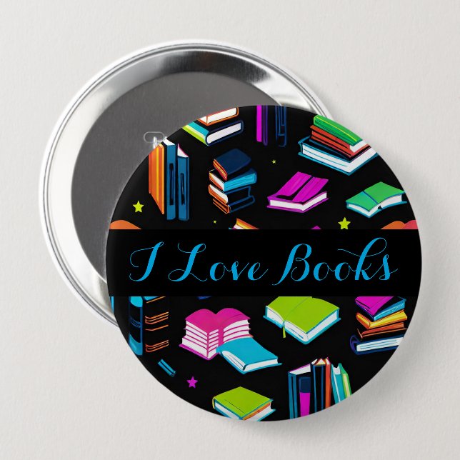 Booking It Colourful 4 Inch Round Button (Front & Back)
