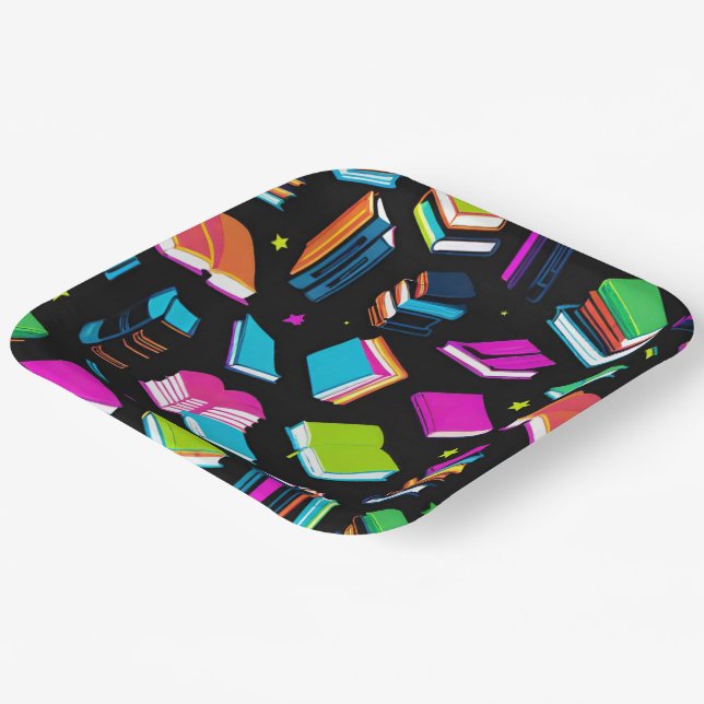 Booking It Colourful Square Paper Plate (Angled)