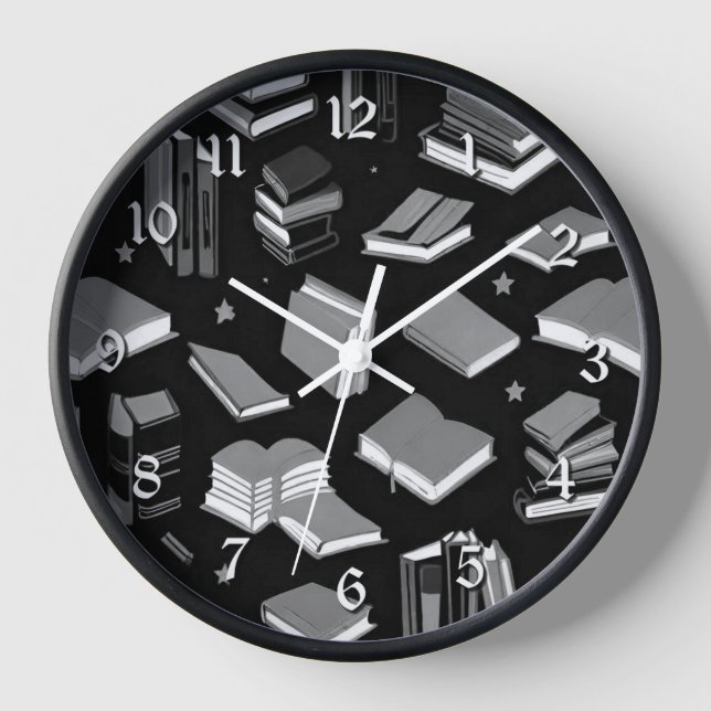 Booking It Monochrome Clock (Front)