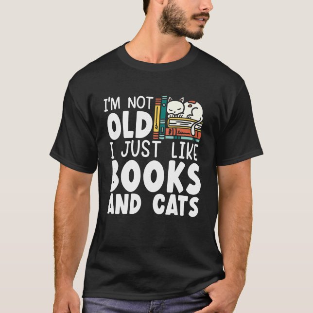 Bookish Animal Books And Cats T-Shirt (Front)