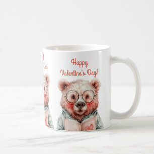 Bookish Bear Valentines Design Coffee Mug