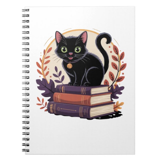 Bookish Black Cat – Kids' Notebook (Front)