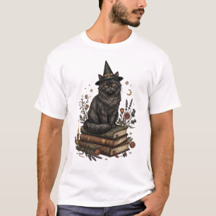 bookish cat، cozy witch decor T-Shirt