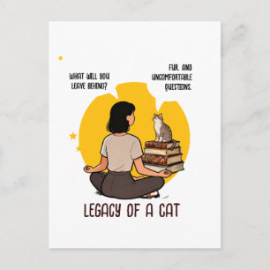 Bookish Cat Lover Intellectual Humour Quote Art Postcard