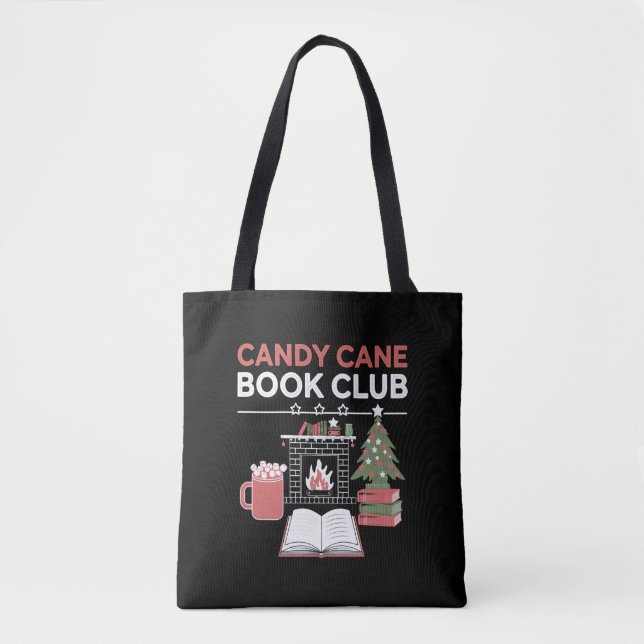 Bookish Christmas Candy Cane Book Club Bookish  Tote Bag (Front)