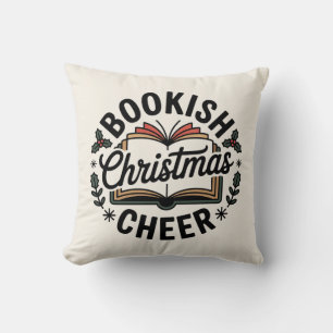Bookish Christmas Cheer Festive Reading Throw Pillow