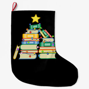 Bookish Christmas Tree II Large Christmas Stocking