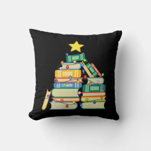 Bookish Christmas Tree II Throw Pillow