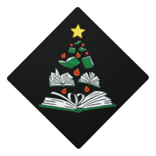 Bookish Christmas Tree III Graduation Cap Topper