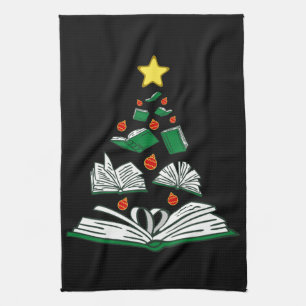 Bookish Christmas Tree III Kitchen Towel