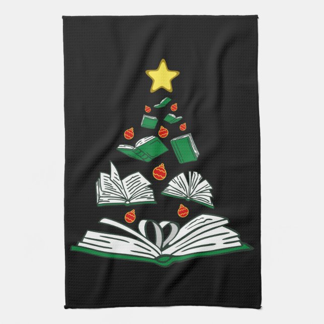 Bookish Christmas Tree III Kitchen Towel (Vertical)