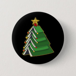 Bookish Christmas Tree IV 2 Inch Round Button