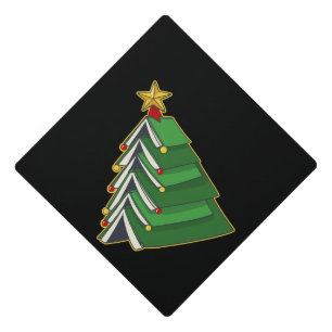 Bookish Christmas Tree IV Graduation Cap Topper