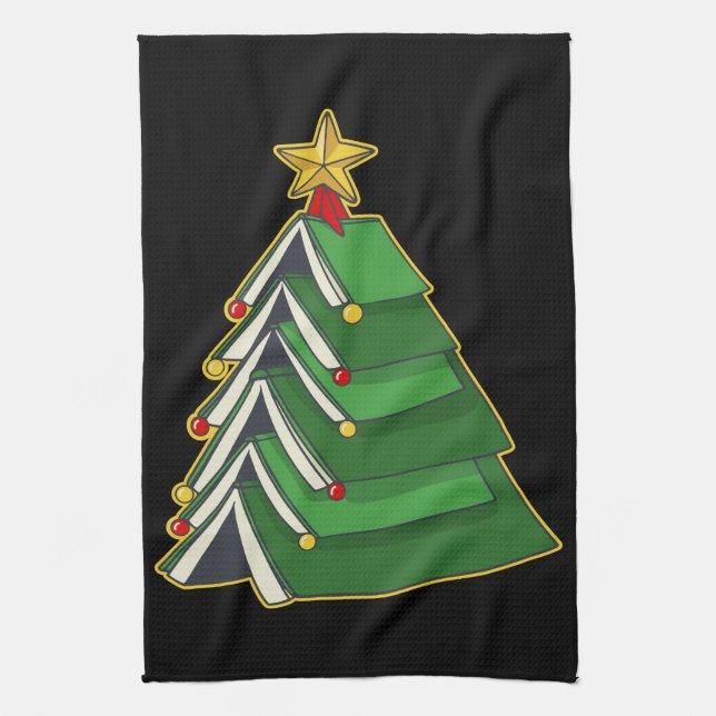 Bookish Christmas Tree IV Kitchen Towel (Vertical)