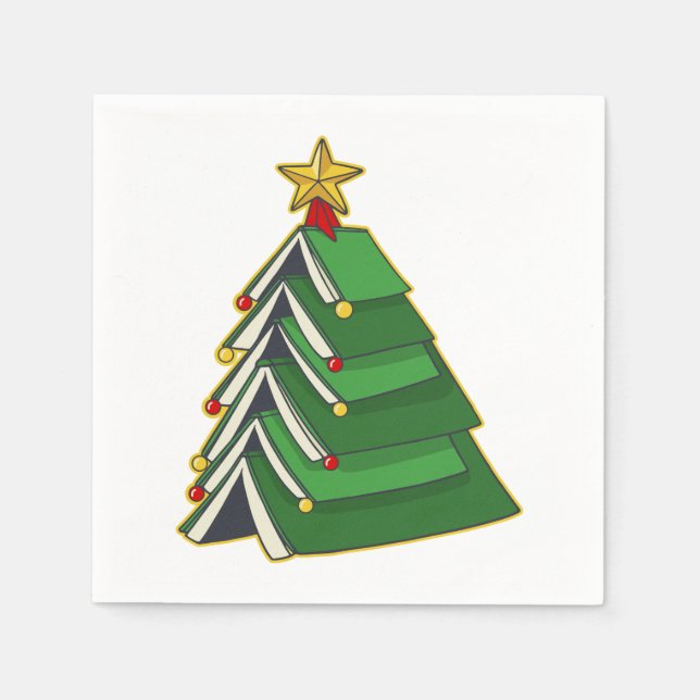 Bookish Christmas Tree IV Napkin (Front)