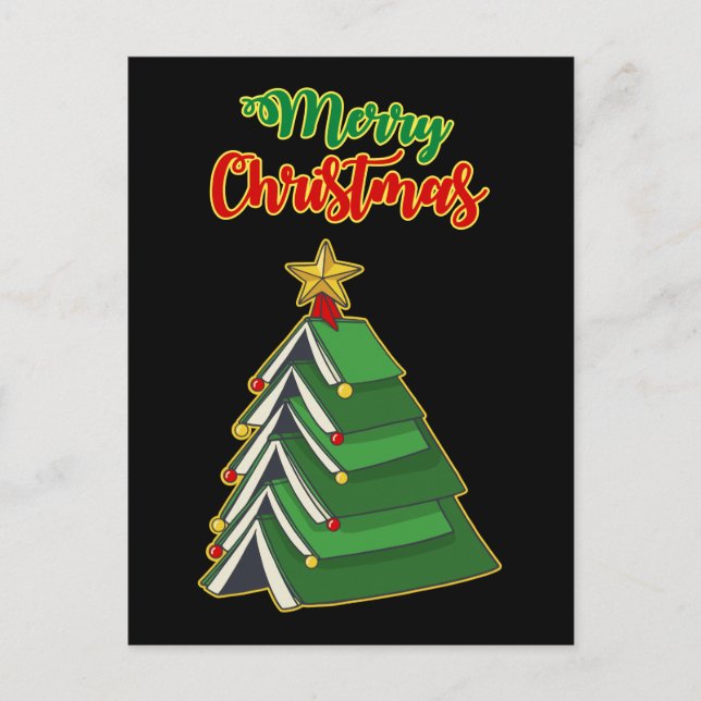 Bookish Christmas Tree IV Postcard (Front)