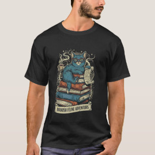 Bookish Feline Adventures for Cat and Book Lovers T-Shirt