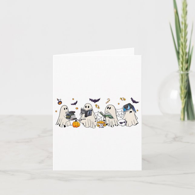 Bookish Ghost Throne Of Gl Halloween  Card (Front)