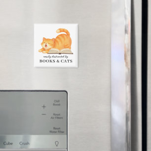Bookish Ginger Cat Funny Book Lover Saying   Magnet