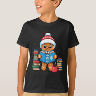 Bookish Gingerbread Reading Books Christmas Pajama T-Shirt