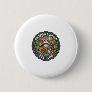 Bookish Library Cat POD Vector Art - Bookish Libra 2 Inch Round Button