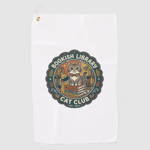 Bookish Library Cat POD Vector Art - Bookish Libra Golf Towel