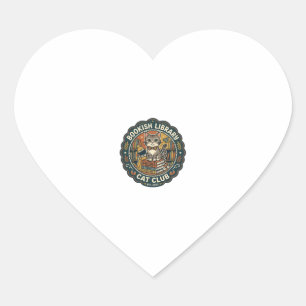 Bookish Library Cat POD Vector Art - Bookish Libra Heart Sticker