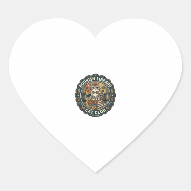 Bookish Library Cat POD Vector Art - Bookish Libra Heart Sticker (Front)