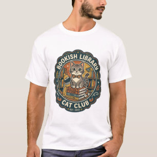 Bookish Library Cat POD Vector Art - Bookish Libra T-Shirt
