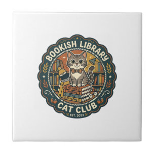 Bookish Library Cat POD Vector Art - Bookish Libra Tile