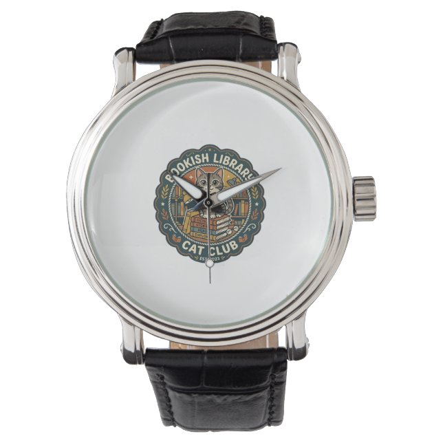 Bookish Library Cat POD Vector Art - Bookish Libra Watch (Front)
