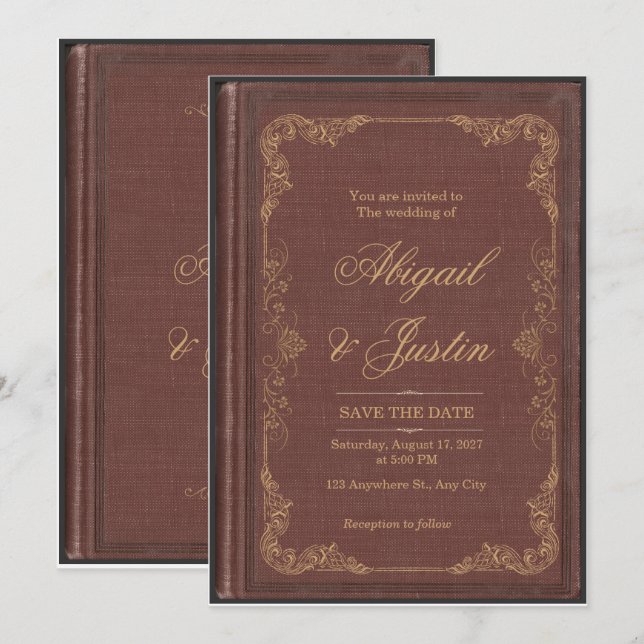 Bookish Library Wedding Invitation (Front/Back)