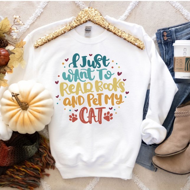 Bookish, Reader, Book Lover Gift, Cat Lover Sweatshirt (Creator Uploaded)