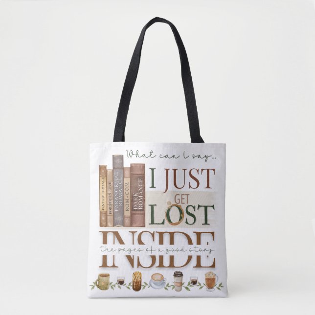 Bookish Romance Book Lovers Reading Tote Bag (Front)