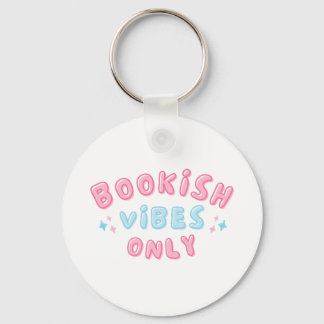 Bookish Vibes Only Cute Typography Groovy Keychain
