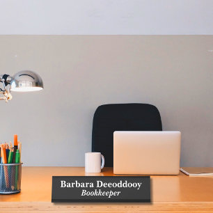 Bookkeeper Black Desk Name Plate