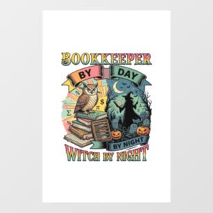 Bookkeeper Day Witch Night Halloween Owl Books Pum Window Cling