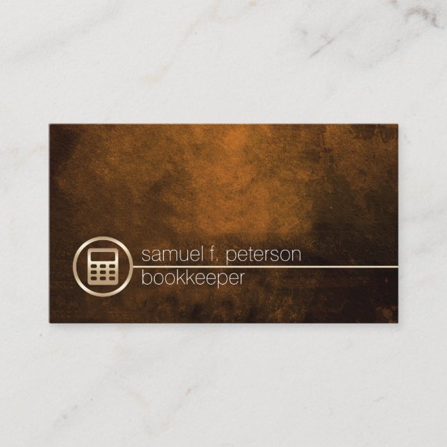 Bookkeeper Gold Calculator Icon Finance Business Card (Front)