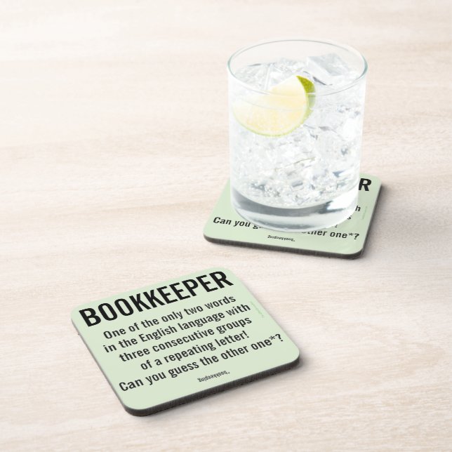 "Bookkeeper Is A Unique Word" Coaster (Right Side)